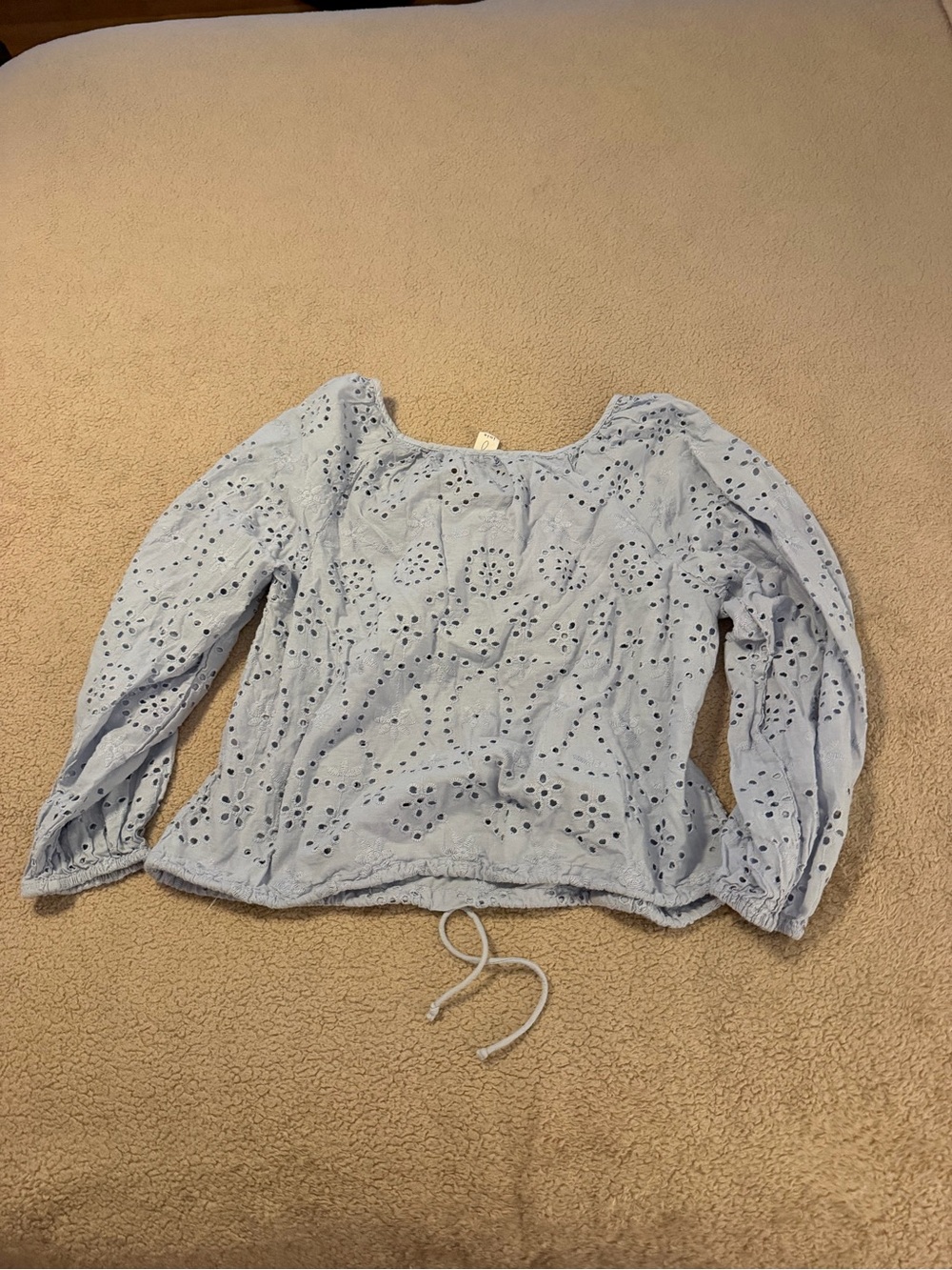 Joie Light Blue Eyelet Ruffle Drawstring Top - Kids - Picture 3 of 3